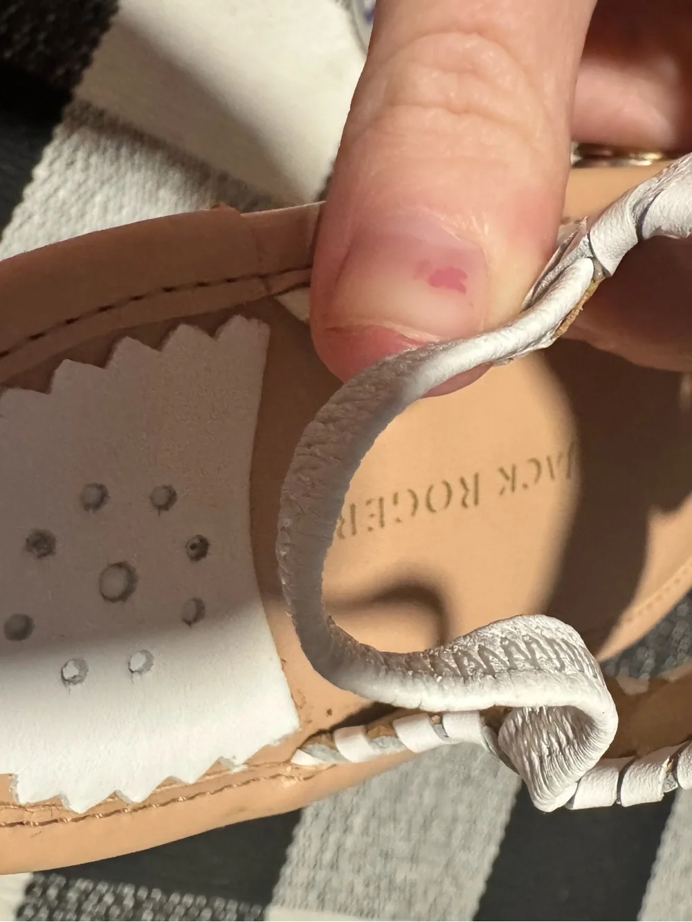 Jack Rogers White Floral Leather Toe-Loop Sandals for Kids